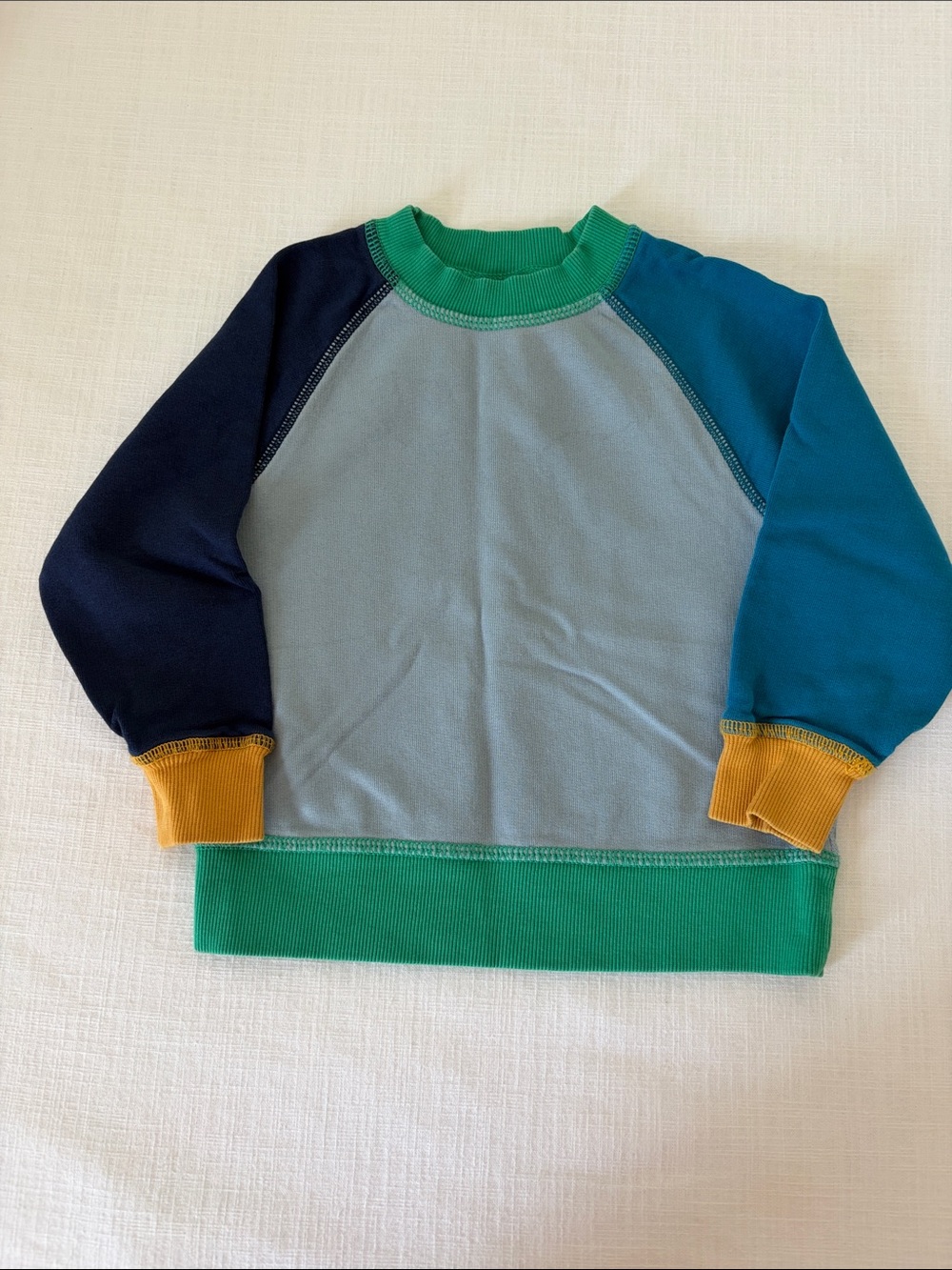 Hanna Andersson Colorblock Crewneck Sweatshirt - Green/Blue/Navy/Gray/Mustard